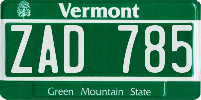 VT license plate ZAD785