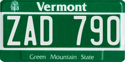 VT license plate ZAD790
