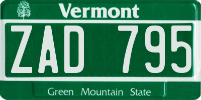 VT license plate ZAD795
