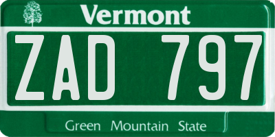 VT license plate ZAD797