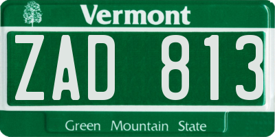 VT license plate ZAD813