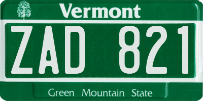 VT license plate ZAD821