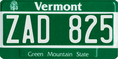 VT license plate ZAD825