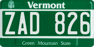 VT license plate ZAD826
