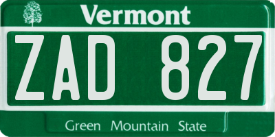 VT license plate ZAD827