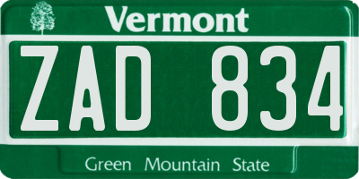 VT license plate ZAD834