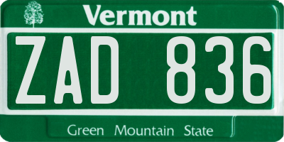 VT license plate ZAD836