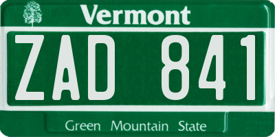 VT license plate ZAD841