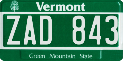 VT license plate ZAD843