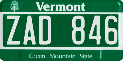 VT license plate ZAD846