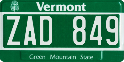 VT license plate ZAD849