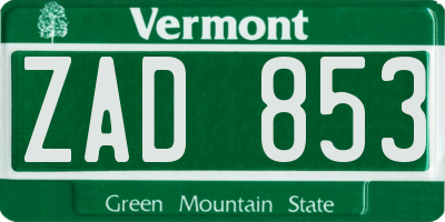 VT license plate ZAD853
