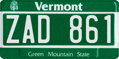 VT license plate ZAD861