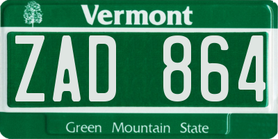 VT license plate ZAD864