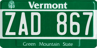 VT license plate ZAD867