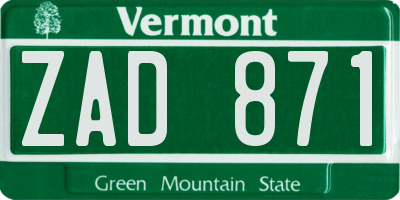 VT license plate ZAD871
