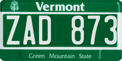 VT license plate ZAD873
