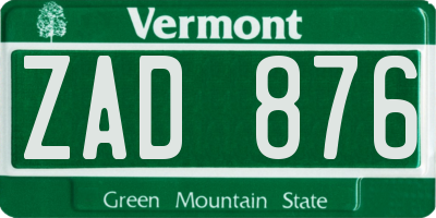 VT license plate ZAD876