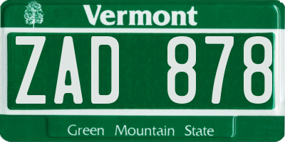 VT license plate ZAD878