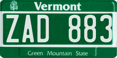 VT license plate ZAD883