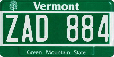 VT license plate ZAD884