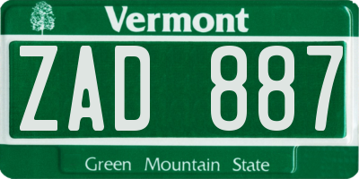 VT license plate ZAD887
