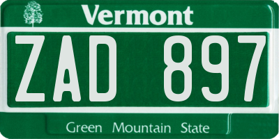 VT license plate ZAD897