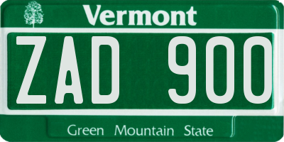 VT license plate ZAD900