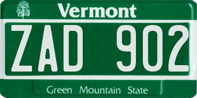 VT license plate ZAD902