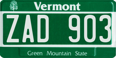 VT license plate ZAD903