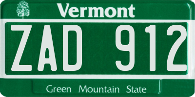 VT license plate ZAD912