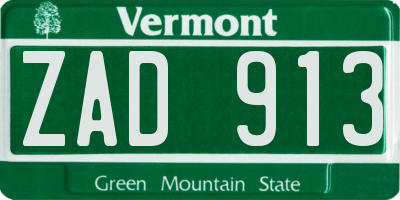 VT license plate ZAD913