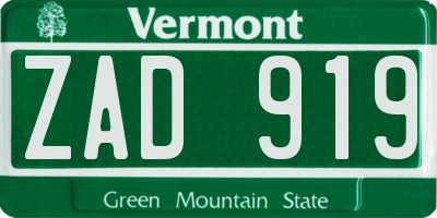 VT license plate ZAD919