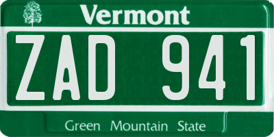 VT license plate ZAD941