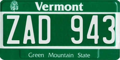 VT license plate ZAD943