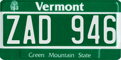 VT license plate ZAD946