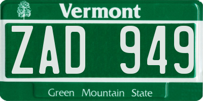 VT license plate ZAD949
