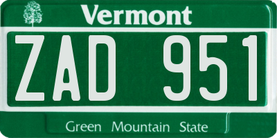 VT license plate ZAD951