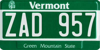 VT license plate ZAD957