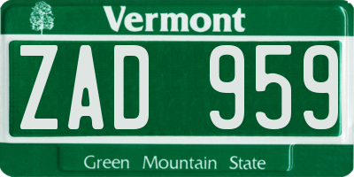 VT license plate ZAD959