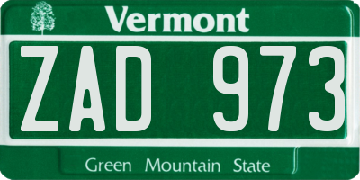 VT license plate ZAD973