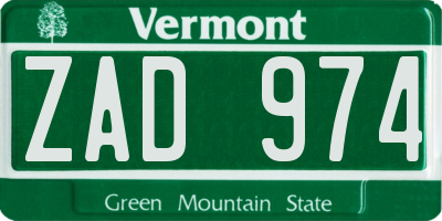VT license plate ZAD974