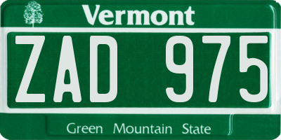 VT license plate ZAD975
