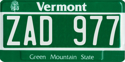 VT license plate ZAD977