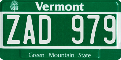 VT license plate ZAD979