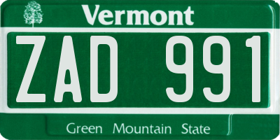VT license plate ZAD991