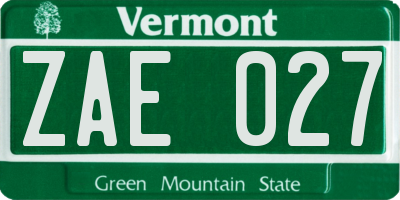 VT license plate ZAE027