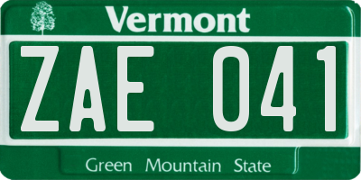 VT license plate ZAE041