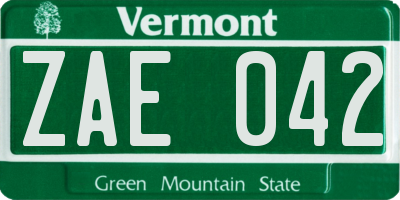 VT license plate ZAE042