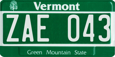 VT license plate ZAE043